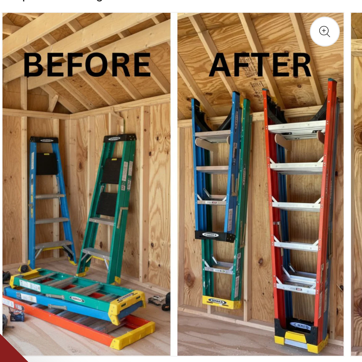 HangThis Up Step Ladder Organizer Rack | Stud-Mount Wall Storage for 2 Ladders