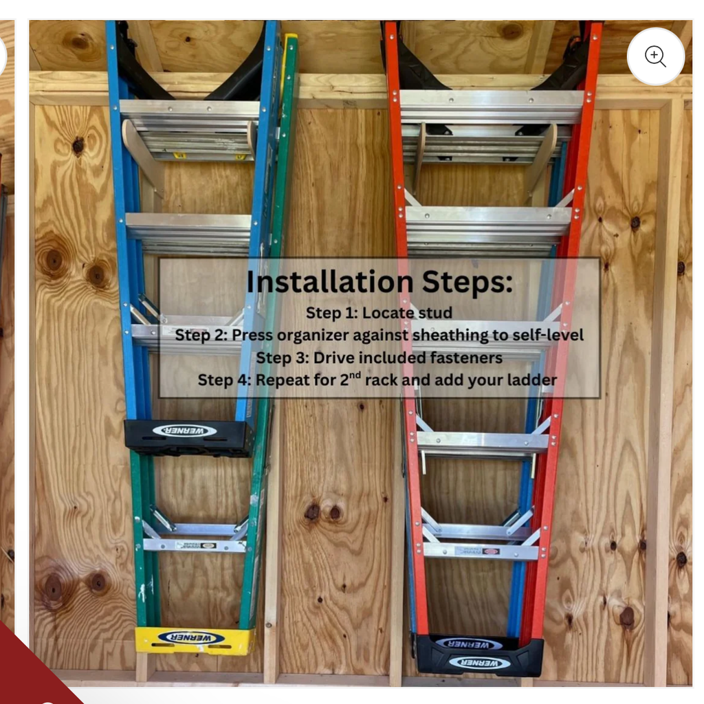HangThis Up Step Ladder Organizer Rack | Stud-Mount Wall Storage for 2 Ladders