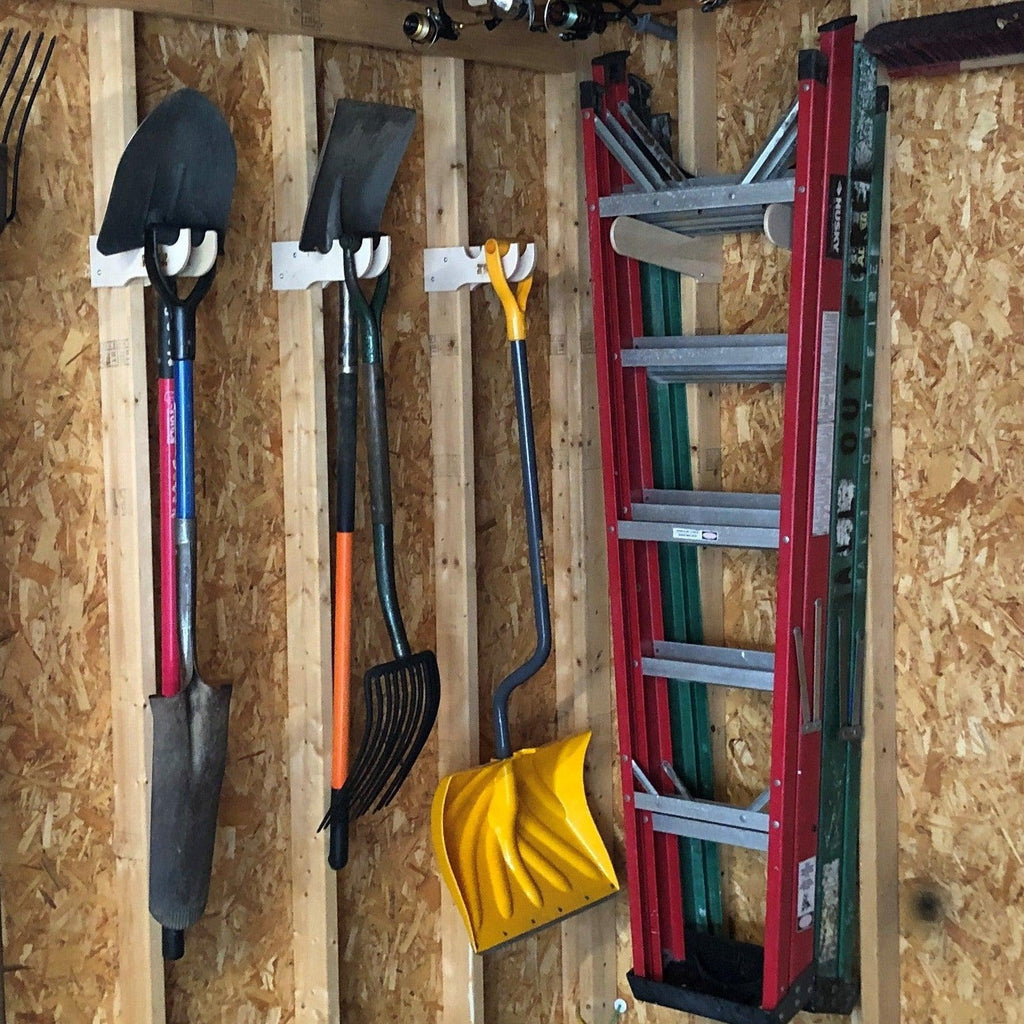 HangThis Up Step Ladder Organizer Rack | Stud-Mount Wall Storage for 2 Ladders