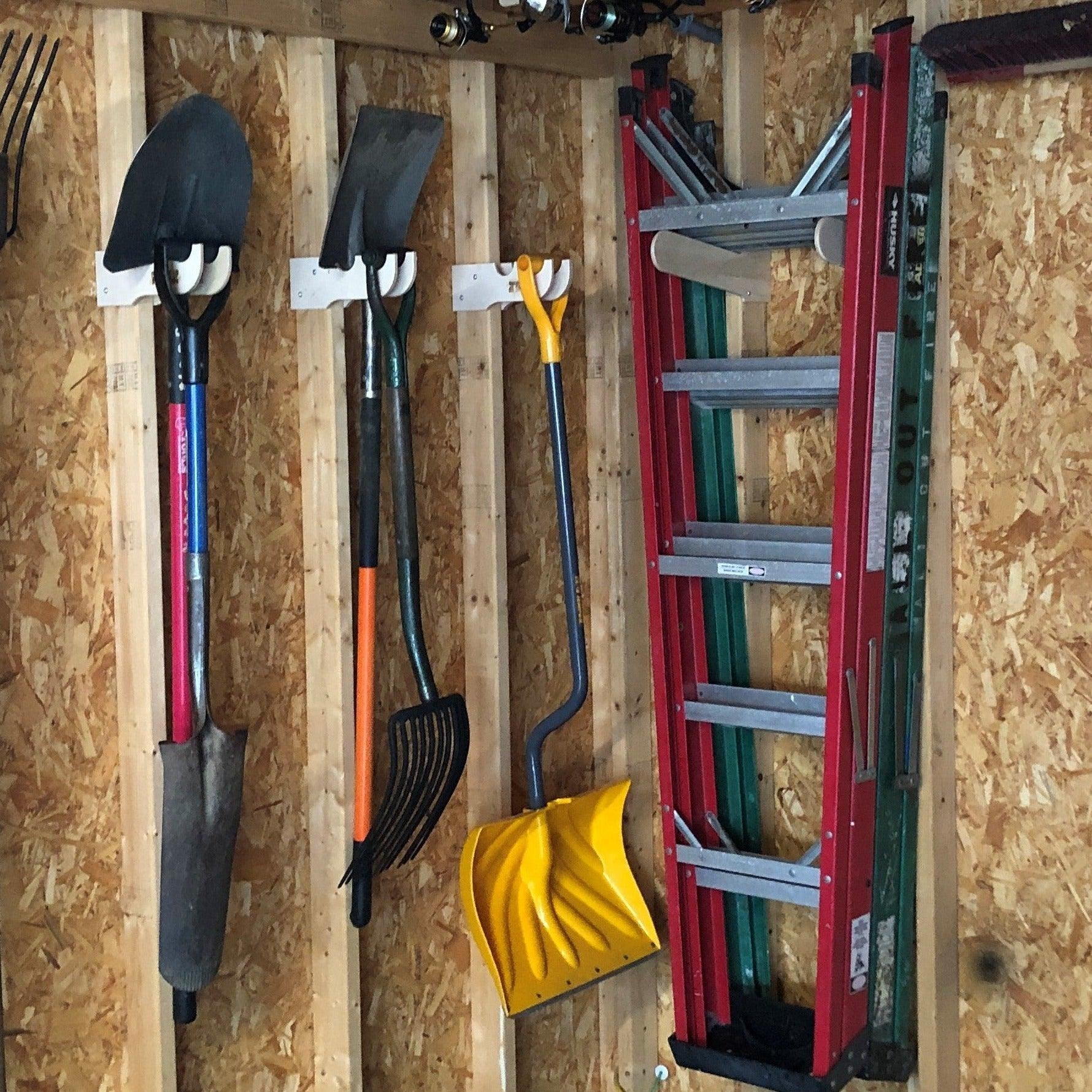 HangThis Up Step Ladder Organizer Rack | Stud-Mount Wall Storage for 2 Ladders