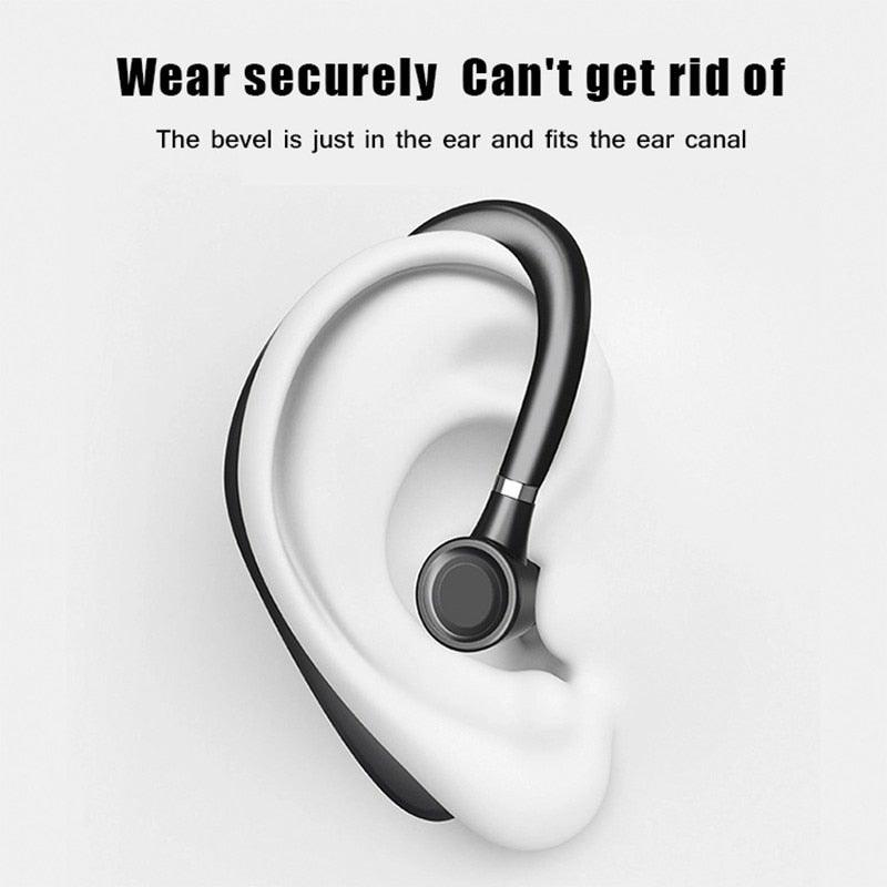 Single Ear Bluetooth Earhook Headset — Business & Sport, Bluetooth 5.0 with Mic