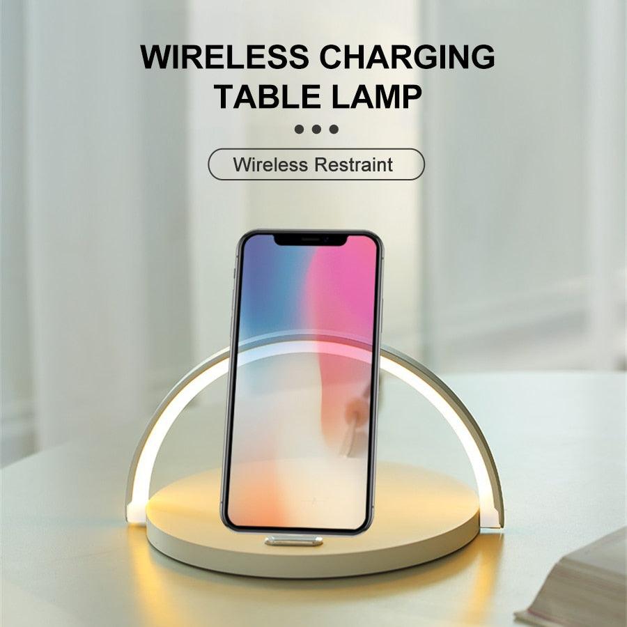 Wireless Charger LED Desk Lamp — Dimmable Touch Light with Phone Holder