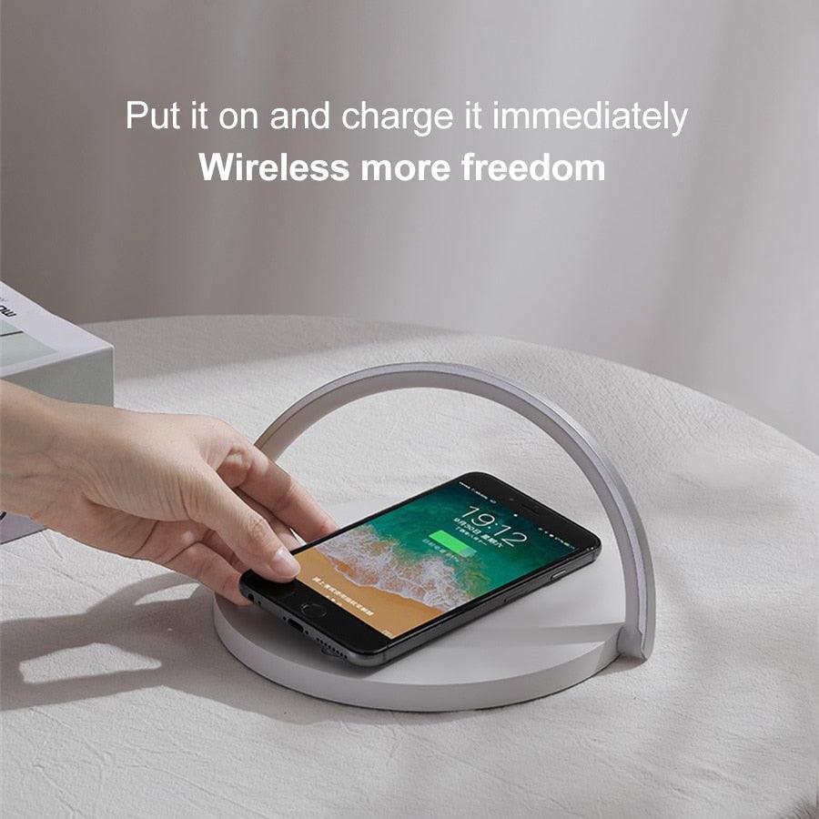 Wireless Charger LED Desk Lamp — Dimmable Touch Light with Phone Holder